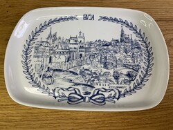 Alföldi porcelán tálca középkori Buda látképpel