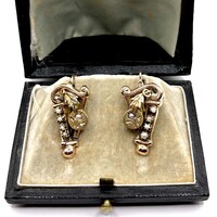 4341. Biedermeier Arany Fülbevaló Gyöngyökkel