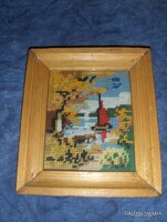 Gobelin goblein vitorlás kép képkeretben - 16,5*19 cm (n)