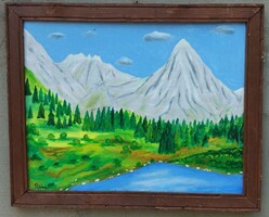 Pekáry István Tópart .Olaj,vászon. Mérete: 50x60 cm.