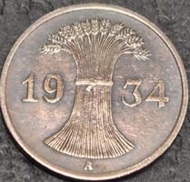 Németország 1 reichspfennig, 1934. Verdejel "A" – Berlin