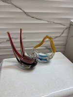 Gyönyörű üveg madarak hamutartó Bohémia fecske  Gyűjtői mid-century modern  lakásdekoráció hagyaték