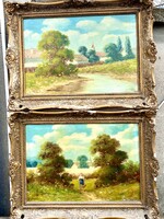 NEOGRADY LÁSZLÓ  FALUSI TÁJ 2db 50x35cm Párban