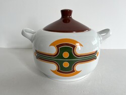 Retro, vintage Alföldi porcelán Bella, menza mintás, leveses tál