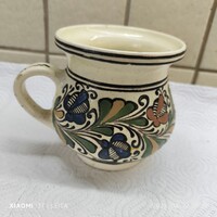 Gyönyörű kerámia csupor, csésze, pohár népi motívumokkal  eladó! 12 x 10 cm