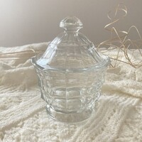 Retro art deco préselt üveg bonbonier fedeles cukorkás tál