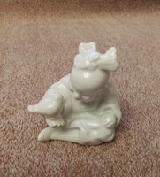 Herendi porcelán kínai fiú madárral!
