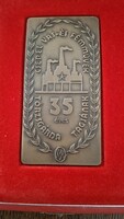 1987 "Csepel Vas- és Fémművek - 35 éves törzsgárda tagjának" Bronz plakett eredeti díszdobozban