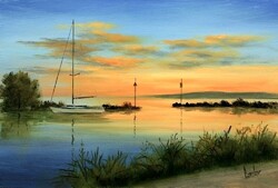 AKCIÓ Lantos György Alkony a Balatonon 20x30cm