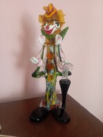 Nagyméretű Muránói üveg szobor - Bohóc 36 cm, hibátlan