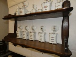 Antik Gerold porcelán fűszertartó készlet szép fa tartón