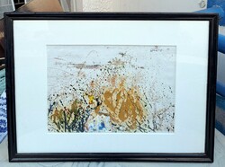 Rubint Ávrahám Péter absztrakt festmény fekete keretben