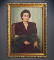 Faragó Zoltán (1898-1970): Női portré - miskolci festő, olaj-vászon keretben - 1920-as, 1930-as évek