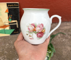 Zsolnay ritka mintás rózsás porcelán hasas csupor  bögre findzsa nagymama kincse  hagyatéki