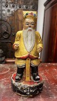 Antik kínai fa faragott szobor. Chai Shen a gazdagság Istene, keleti, ázsiai, japán