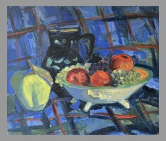 Böhm Lipót " POLDI " Csendélet almákkal ! olaj vászon festmény 50x60 cm!