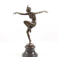 Art deco Ferdinand Preiss bronzszobor, táncos női alak
