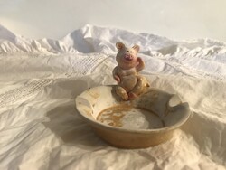 HAMUTARTÓ - MALACKÁS - RÉGI - KERÁMIA - 7 x 5  cm - OSZTRÁK - HIBÁTLAN