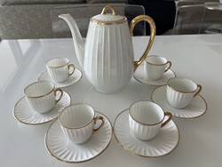 Art-deco stílusú Epiag porcelán mokkás készlet kézi aranyozással
