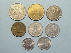 Magyar Népköztársaság érmesor 8 db 10 20 50 fillér 1 2 5 10 20 forint egyben