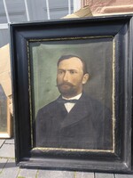 Antik Biedermeier Nemes Férfi portré széles keretben