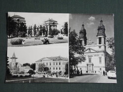 Képeslap,Pápa,mozaik,Esterházy kastély,múzeum,templom látkép,részlet, 1972-