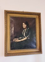 Glatter Ármin cselédlány ökörszemes keretben