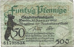 50 pfennig pfennige 1920.01.30. Németország Berlin