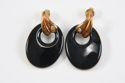 Gyémánttal és onix 14kt arany fülbevaló