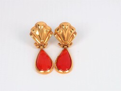 Earrings 18k yellow gold coral