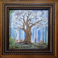 Prima díjas művésztől, Szirmok hullása 60x60 külső méretű kép, 10 cm széles keretben. Zsófia(1952)