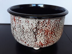 Nagy méretű retro pesthidegkúti mázas kerámia kaspó