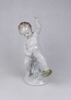 1U769 Régi Herendi porcelán pisilő fiú figura 18 cm
