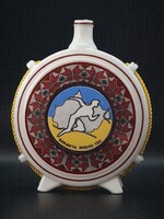 Hollóházi porcelán Baranyai megyei TSH butella, kulacs 19 cm