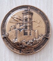 Szép kidolgozású Olasz Firenze Prato megyei bronz emlékérem , plakett  jelzett darab 6 cm
