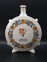 Hollóházi porcelán Budapest Bajnokság butella, kulacs 20 cm