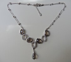 Vintage bizsu nyakék füstkvarc színű fazettált kövekkel