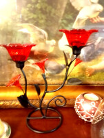 Üveg asztaldísz mécsestartó -  Art&Decoration