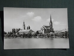 Képeslap,Ráckeve,Duna part,templom,városi látkép,részlet,1972-