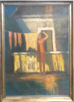 Gecse Árpád (1900-1999) : Ruhaterigető nő