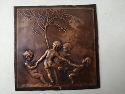STEFAN SCHWARTZ /1851-1924/ - BRONZ RELIEF, PLAKETT - TÁNCOLÓ PUTTÓK