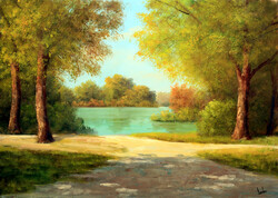 Lantos György: Fények Szigetközben 50x70 cm
