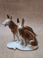 Lippelsdorf porcelán kutyák, GDR, 14,5 cm