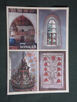Képeslap,Sonkád,mozaik,Református templom látkép,részlet, 2005-