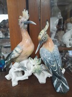 Német,Germany Nagyméretű Karl ENS Volkstedt Kézi Festett Madár Pár Porcelán Figura.26 cm.