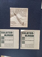 D206074  Balaton  BALATONALMÁDI  fürdő üdülőtelep  reklám elismervények hátoldalán 1938