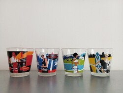 4x Cinzano street-art Milano Roma Miami Sydney design pohár 1990-es évek
