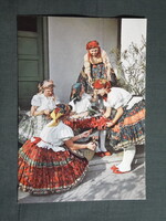 Képeslap,Sárpilis,népviselet,népművészet látkép,részlet, 1968-
