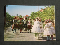 Képeslap,Sióagárd,népviselet,utca látkép,részlet, 1968-