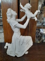 Német,Germany Hutschenreuther,KARL TUTTER Art Deco Anya Gyermekével Porcelán Figura.20 cm.
